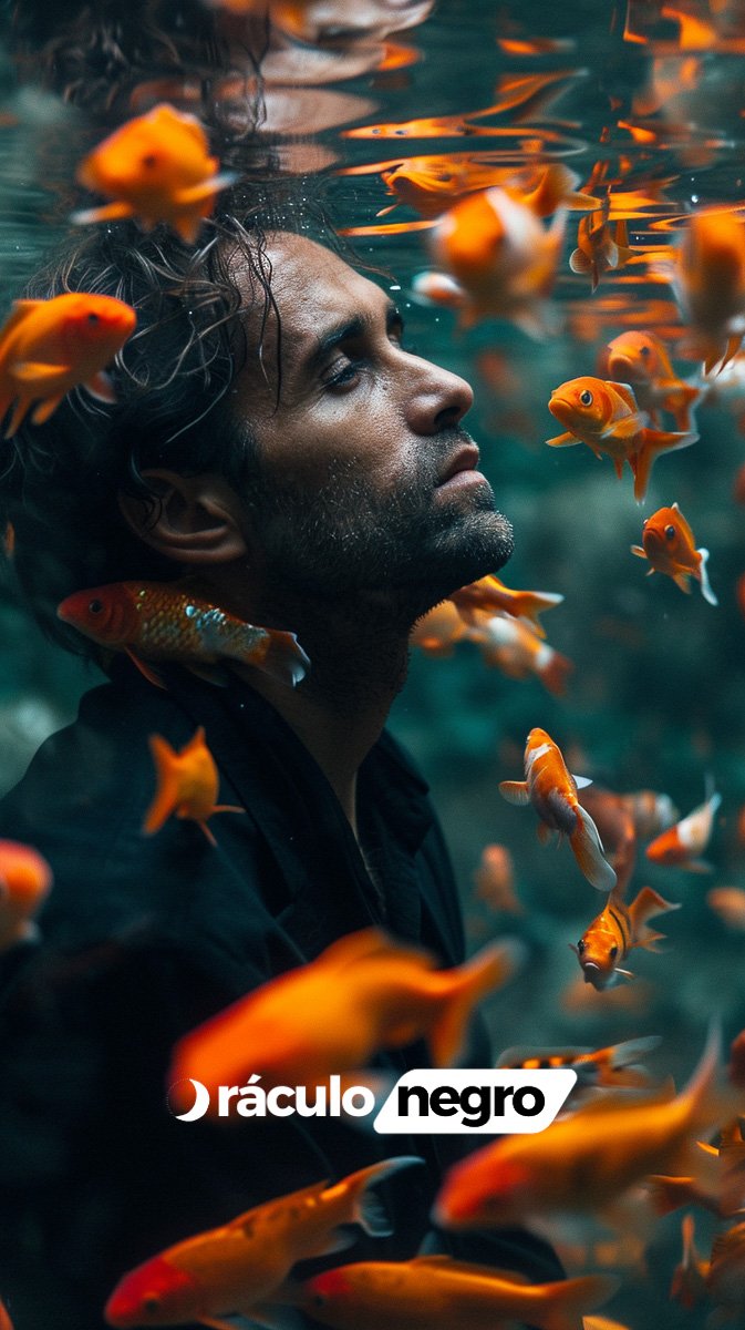 Compatibilidad de Piscis en el amor, retrato con peces dorados que simboliza a Piscis