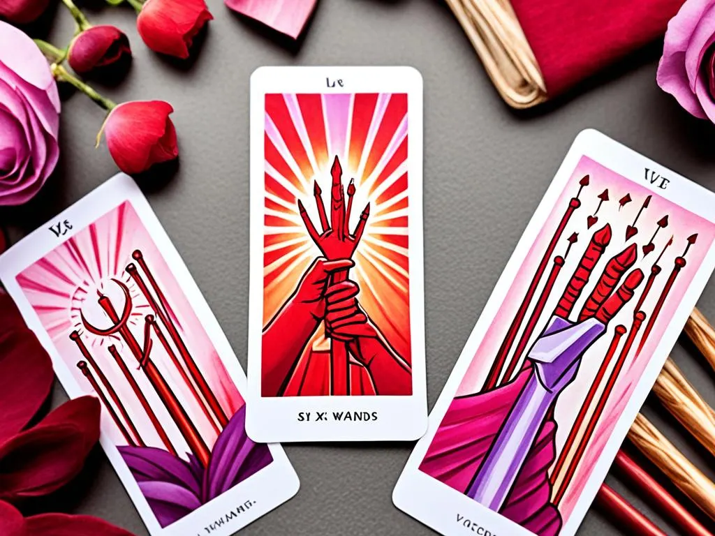 Significado de Seis de Bastos en el Tarot en una tirada de amor