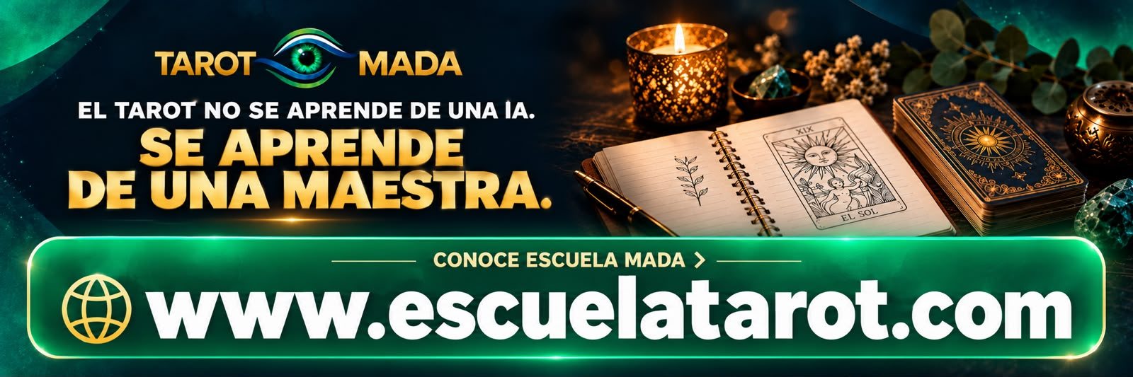 Tarot Mada: el tarot no se aprende de una IA, se aprende de una maestra. Escuela Mada, escuelatarot.com